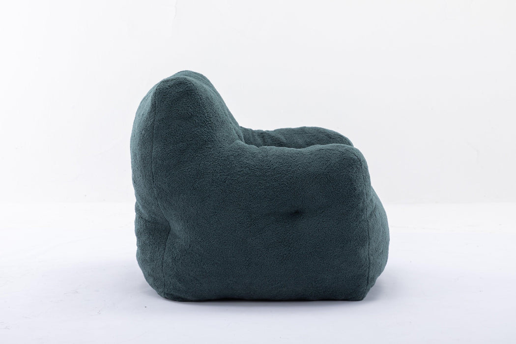 010-Soft Teddy Fabric Tufted Foam Bean Bag Chair With Teddy Fabric Green