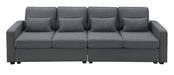 Modern Linen Fabric Sofa with Armrest Pockets and Pillows, Minimalist Style Couch