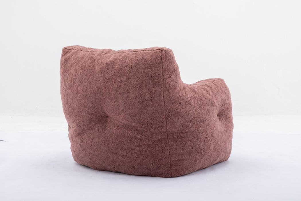 010-Soft Teddy Fabric Tufted Foam Bean Bag Chair With Teddy Fabric Coffee