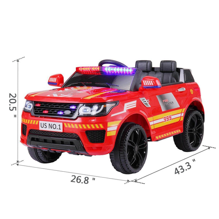 12V Kid Ride on Police Car with Parental Remote Control, Battery Powered Truck with Siren, Lights, Music, Spring Suspension