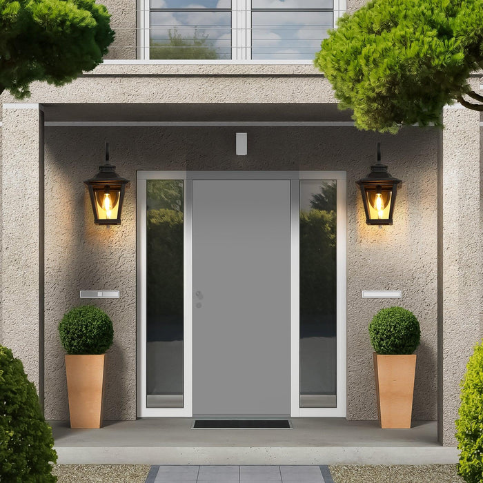 Large Outdoor Wall Sconce Lights with Clear Glass Can support multiple types of light bulbs 1pack - DTYStore