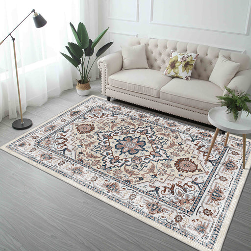 Area Rug 6x9 Vintage Bohemia Large Persian Non-slip Washable Rug For Living Room Kitchen Bedroom Living Room Flower Design Orange-yellow - DTYStore