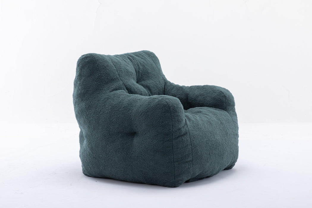 010-Soft Teddy Fabric Tufted Foam Bean Bag Chair With Teddy Fabric Green