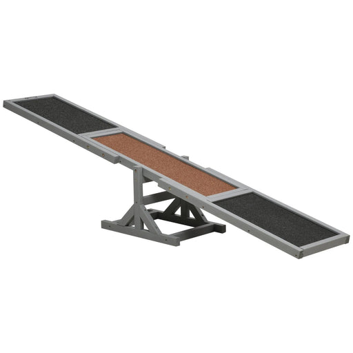 Wooden Dog Agility Seesaw for Training and Exercise, Platform Equipment Run Game Toy, Weather Resistant Pet Supplies, 71" L x 12" W x 12" H, Gray - DTYStore
