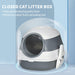 Cat Litter Box with Lid, Covered Litter Box w/ High Sides, Air Freshener, Large Two-Way Entrance Kitty Litter Box, Foldable, Easy Clean, White, and Gray - DTYStore