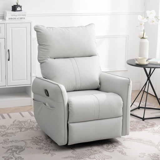 Rocking Recliner Chair,360 ° Swivel Nursery Rocking Chair,Glider Chair,Modern Small Rocking Swivel Recliner Chair for Bedroom,Living Room Chair Home Theater Seat,Side Pocket(Light Gray+360°Swivel) - DTYStore