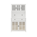 71' Pantry Storage Cabinet with Microwave Oven Countertop, Freestanding Hutch Cabinet with 3 Adjustable Shelves, 5 glass Doors and 1 Large Drawer-White - DTYStore