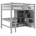 Full Size Loft Bed with L-Shaped Desk and Drawers, Cabinet and Storage Staircase, Gray - DTYStore