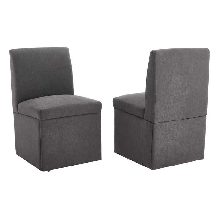 360 Degree Swivel Upholstered Dining Chairs Set of 2 Swivel Dining Room Chairs Kitchen Chairs Casters & Storage Comfy Modern Rolling Chair for Living Room Fabric Armless Chair - DTYStore
