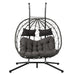 2 Persons Egg Chair with Stand Indoor Outdoor Swing Chair Patio Wicker Hanging Egg Chair Hanging Basket Chair with Stand for Bedroom Living Room Balcony - DTYStore