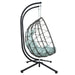 2 Persons Egg Chair with Stand Indoor Outdoor Swing Chair Patio Wicker Hanging Egg Chair Hanging Basket Chair with Stand for Bedroom Living Room Balcony - DTYStore