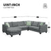 112*87" Sectional Sofa Couches Living Room Sets, 7 Seats Modular Sectional Sofa with Ottoman, L Shape Fabric Sofa Corner Couch Set with 3 Pillows