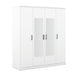 4-Door Mirror Wardrobe with shelves, White