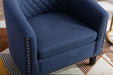 COOLMORE Barrel Chairs with Soft Padded Armrest, Club Chairs with nailheads and solid wood legs for Living Room Bedroom Waiting Room (Navy linen)