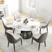 53" Round Marble Dining Table with Black Iron Metal Base, Artificial Marble for 6 People, Dining Room/Living Room Kitchen Dining Table,White (Dining Table Only) - DTYStore