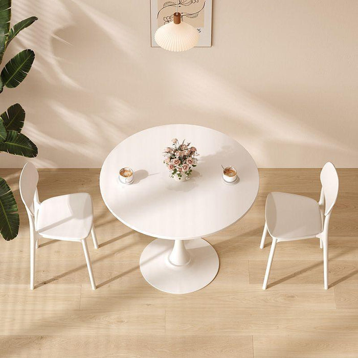 White Round Table, Modern Dining Table, MDF Top and Steel B0ase Tulip Round Kitchen Table, Mid Century Coffee Table for Living Room 24 Inch. - DTYStore