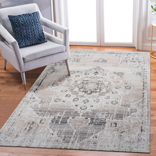 DTY Signature Collection 6X9 Cream/Beige /Medallion Non-Shedding Living Room Bedroom Dining Home Office Stylish and Stain Resistant Area Rug - DTYStore
