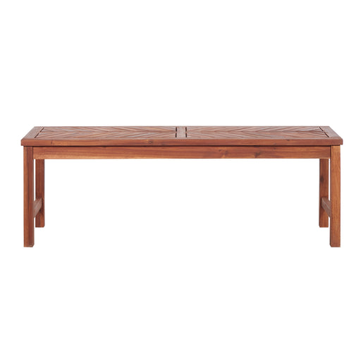 Modern Chevron-Top Solid Wood Patio Bench - Brown - DTYStore