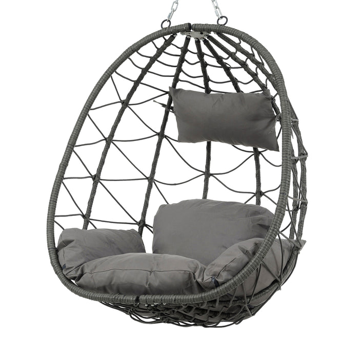 Egg Chair with Stand Indoor Outdoor Swing Chair Patio Wicker Hanging Egg Chair Hanging Basket Chair with Stand for Bedroom Living Room Balcony - DTYStore