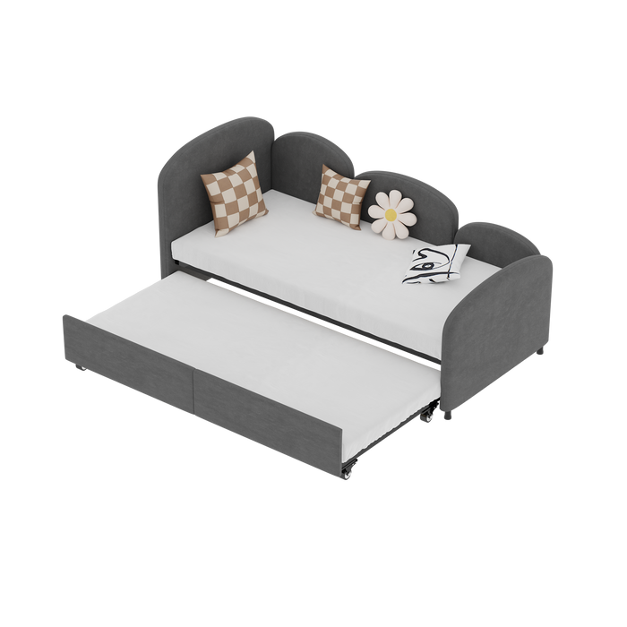Twin Size Twin Size Bed frames With An Another Bed frame, Velvet Upholstered Daybed, Modern Sofa Bed Daybed Frame for Bedroom Living Room, Suitable for Living Room, Kids Room, Bedroom (Ddry Gray) - DTYStore