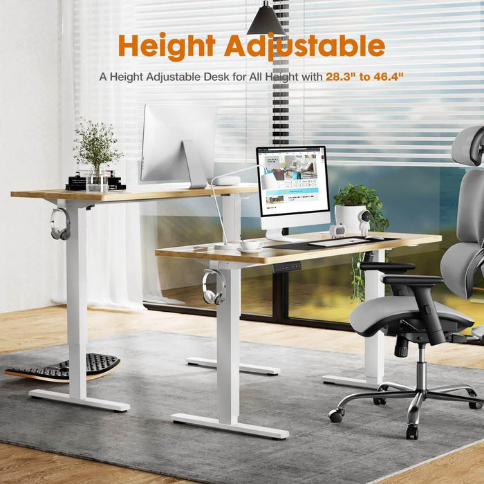 Electric Height Adjustable Standing Desk,Sit to Stand Ergonomic Computer Desk,Yellow,55'' x 24" - DTYStore