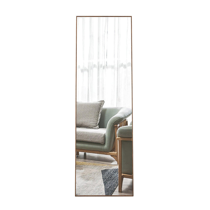 Brown Solid Wood Frame Full-length Mirror, Dressing Mirror, Bedroom Home Porch, Decorative Mirror, Clothing Store, Floor Mounted Large Mirror, Wall Mounted.63"*19"