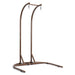 Brown Wicker Hanging Double-Seat Swing Chair with Stand w/Beige Cushion - DTYStore