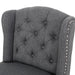 Vienna Contemporary Fabric Tufted Wingback 27 Inch Counter Stools, Set of 2, Charcoal and Dark Brown - DTYStore