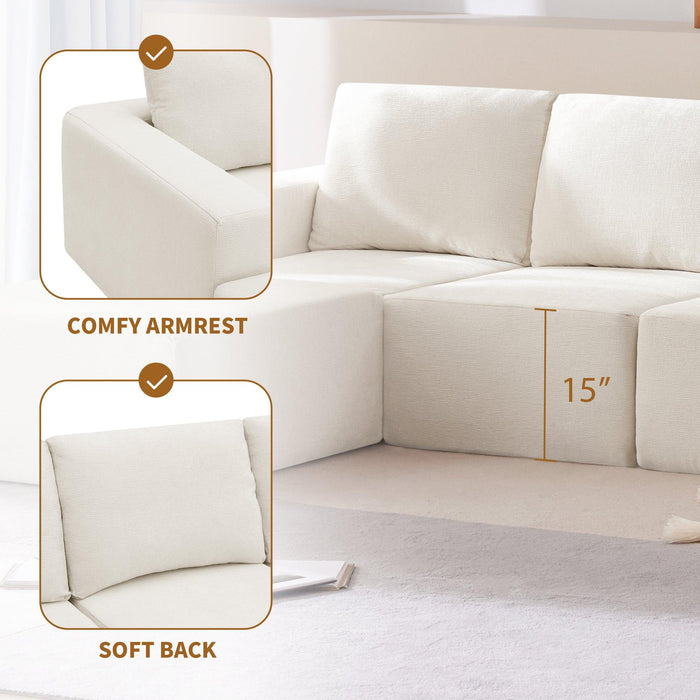 110*72" Modular U Shaped Sectional Sofa,Luxury Chenille Floor Couch Set,Upholstered Indoor Furniture,Foam-Filled Sleeper Sofa Bed for Living Room,Bedroom,Free Combination,3 Colors