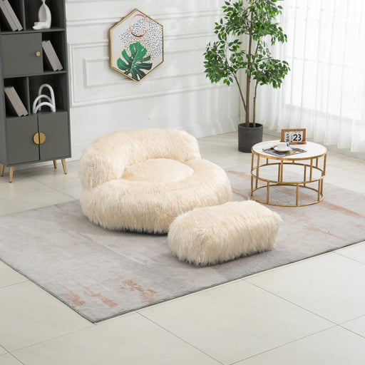 Bean Bag Chair, Floor Sofa with Handle,Accent Sofa Chair with Ottoman for Gaming Reading Relaxing (Beige) - DTYStore