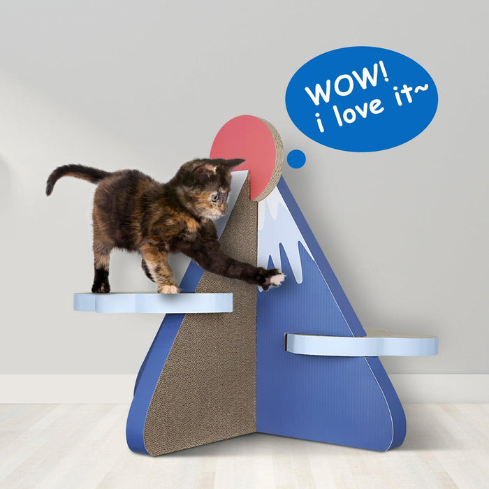 Cat Scratcher Post Board, Mount Fuji Shape Cat Scratching Lounge Bed, Durable Pad Prevents Furniture Damage