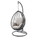 Simona Beige Fabric & Black Wicker Hanging Chair - DTYStore