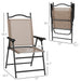 Outsunny Folding Patio Chairs, Set of 4 Sports Chairs for Adults, Camping Chairs with Armrests, Breathable Mesh Fabric Seat for Lawn, Brown - DTYStore
