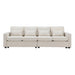 Modern Linen Fabric Sofa with Armrest Pockets and Pillows, Minimalist Style Couch