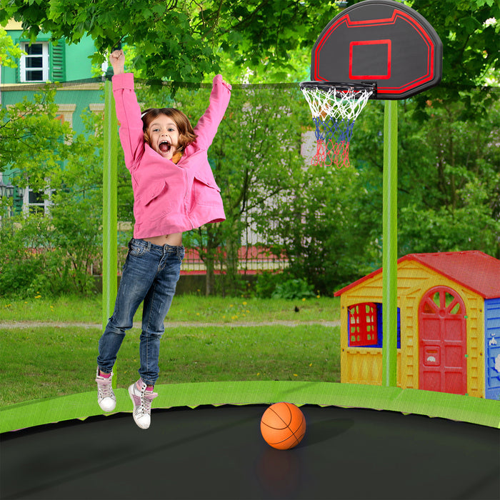 15FT Trampoline with Basketball Hoop Inflator and Ladder(Inner Safety Enclosure) Green - DTYStore