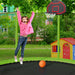 15FT Trampoline with Basketball Hoop Inflator and Ladder(Inner Safety Enclosure) Green - DTYStore