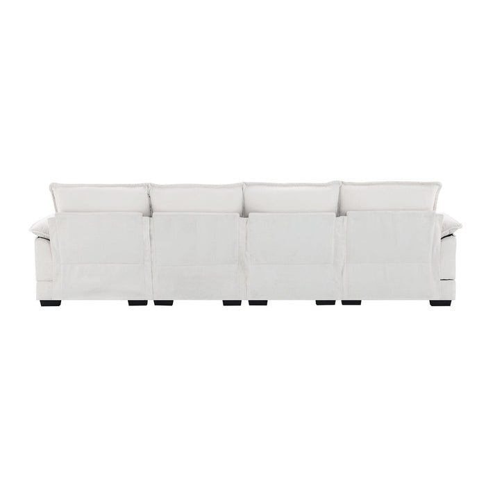 Modern U-shaped Sectional Sofa with Waist Pillows, Sleeper Couch with Chaise Lounge,6-seat Upholstered Symmetrical Sofa