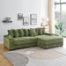 111.4-inch green corduroy sofa with cup holders and lockers on the armrests and a reversible chaise lounge (which can be swapped left and right) is suitable for living rooms and bedrooms. - DTYStore