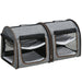 39" Portable Soft-Sided Pet Cat Carrier with Divider, Two Compartments, Soft Cushions, & Storage Bag, Grey - DTYStore