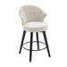 008-Wing Back Swivel Bar Stools Set of 2 - 25' Counter Height Adjustable Stools with Solid Wood Legs & Chenille Upholstery, Leveling Feet for Kitchen Island, Home Pub or Dining Room, White - DTYStore