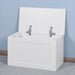 White Lift Top Entryway Storage Cabinet with 2 Safety Hinge, Wooden Toy Box