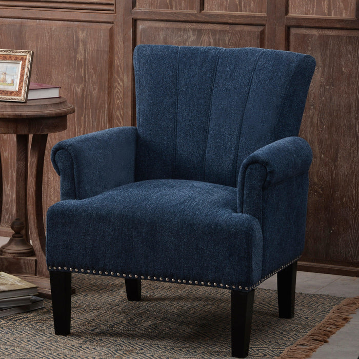 Accent Rivet Tufted Polyester Armchair ,Navy Blue