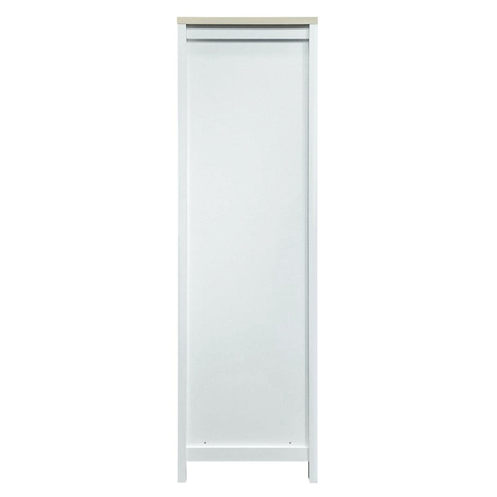 Bedroom Storage Wardrobe with Hanging Rods and 2 Drawers and Open Shelves,Sliding Door,White