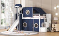 Twin Size Loft Bed with Tent and Tower - Blue - DTYStore