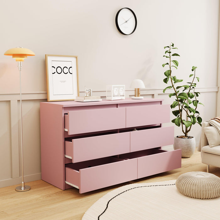 Pink Large 6 drawers chest of drawer dressers table