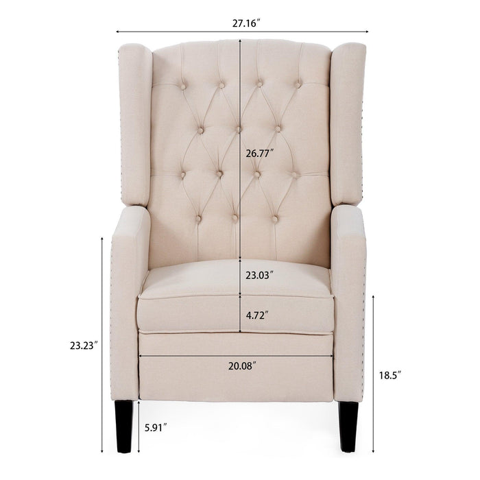 Manual Wing Chair Recliner - 27.16" Wide Comfort and Style for Your Living Space