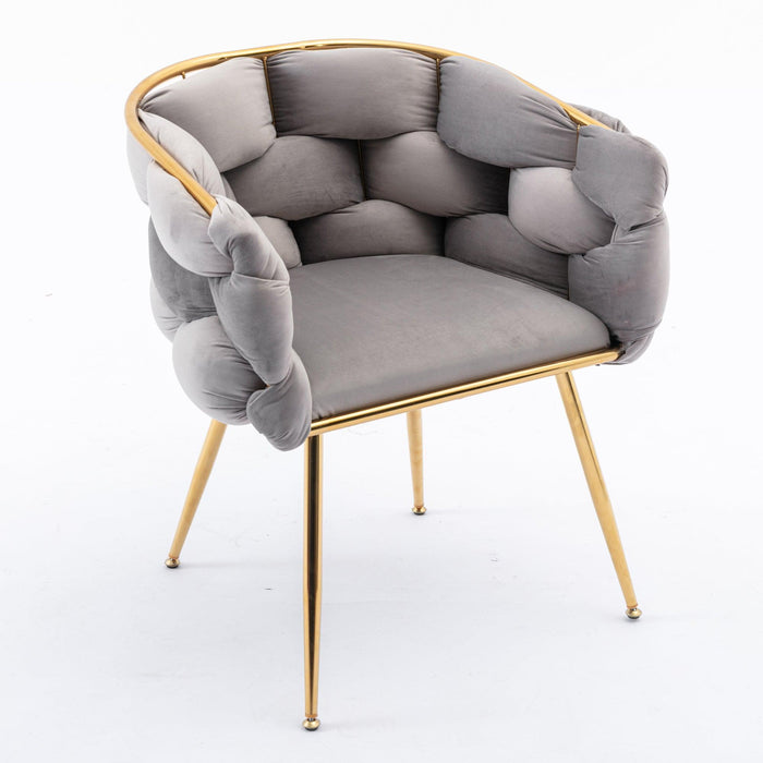 Luxury modern simple leisure velvet single sofa chair bedroom lazy person household dresser stool manicure table back chair gray - DTYStore