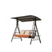 Patio Porch Swing 3 Person Adjustable Canopy Deluxe Hammock Swing Glider with 3 Sunbrella Cushions for Outdoor Garden, Balcony, Backyard - DTYStore