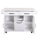Kitchen Island with Trash Can Storage Cabinet, Kitchen Cart with Drop Leaf, Spice Rack, Towel Rack and Drawer, Rolling Kitchen Island on Wheels with Adjustable Shelf, White - DTYStore