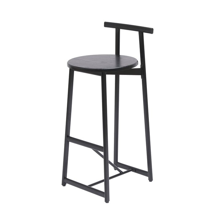 27''H Barstool Set of 3 Wooden Round Bar Stools with Footrest Modern Kitchen Chairs for Counter (Black & Black) - DTYStore